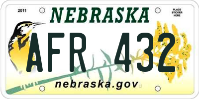 NE license plate AFR432