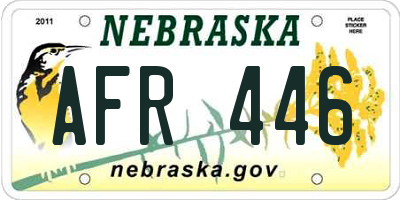NE license plate AFR446