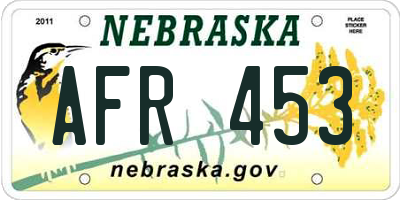 NE license plate AFR453