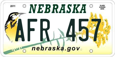 NE license plate AFR457