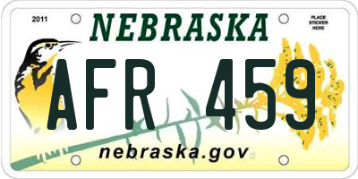 NE license plate AFR459