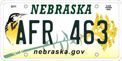 NE license plate AFR463