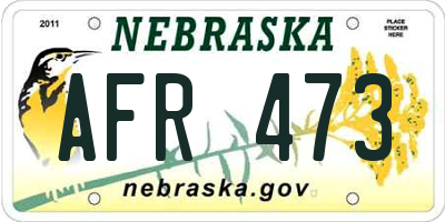NE license plate AFR473