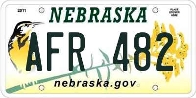 NE license plate AFR482
