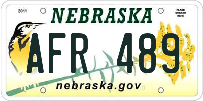 NE license plate AFR489