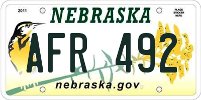 NE license plate AFR492