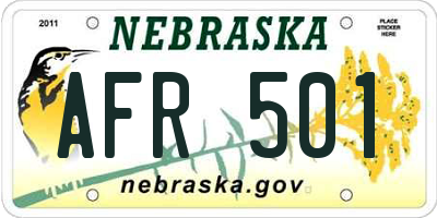 NE license plate AFR501