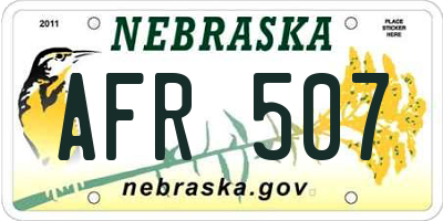 NE license plate AFR507
