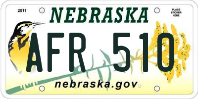 NE license plate AFR510