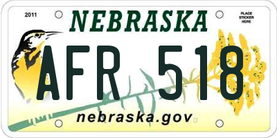 NE license plate AFR518