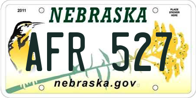 NE license plate AFR527