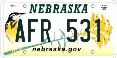 NE license plate AFR531