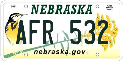 NE license plate AFR532