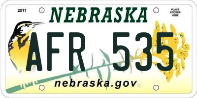NE license plate AFR535