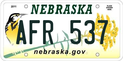 NE license plate AFR537