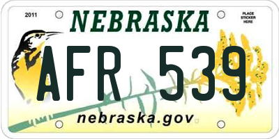 NE license plate AFR539
