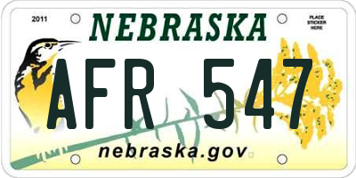 NE license plate AFR547