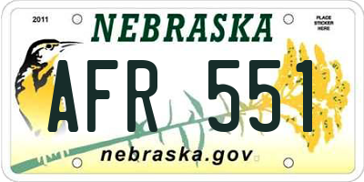NE license plate AFR551