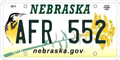 NE license plate AFR552