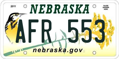 NE license plate AFR553