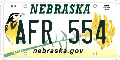 NE license plate AFR554