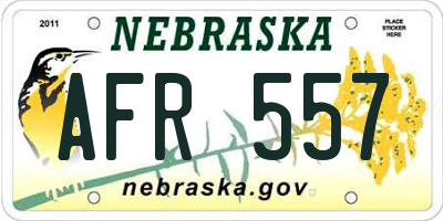 NE license plate AFR557