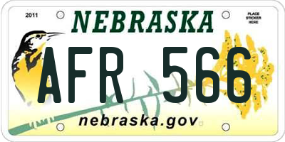 NE license plate AFR566