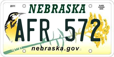 NE license plate AFR572