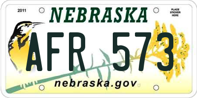 NE license plate AFR573