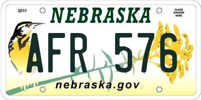 NE license plate AFR576