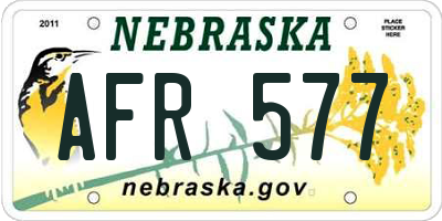 NE license plate AFR577