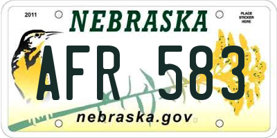 NE license plate AFR583