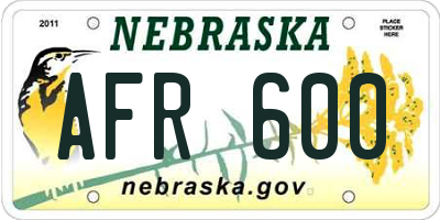 NE license plate AFR600