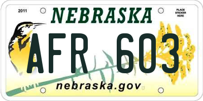 NE license plate AFR603