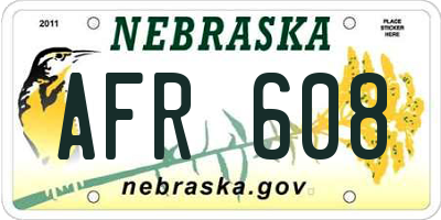 NE license plate AFR608