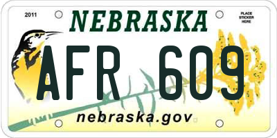 NE license plate AFR609