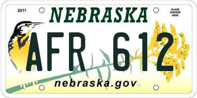 NE license plate AFR612