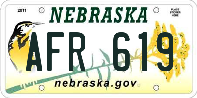 NE license plate AFR619