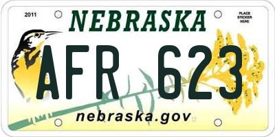 NE license plate AFR623