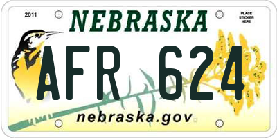 NE license plate AFR624