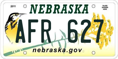 NE license plate AFR627