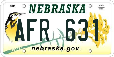 NE license plate AFR631