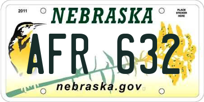NE license plate AFR632