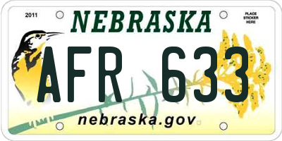 NE license plate AFR633