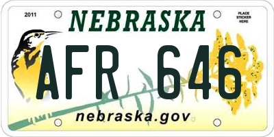 NE license plate AFR646
