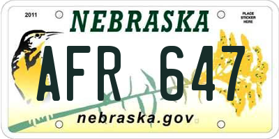 NE license plate AFR647