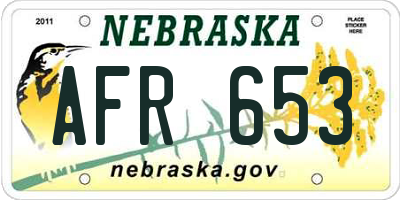NE license plate AFR653