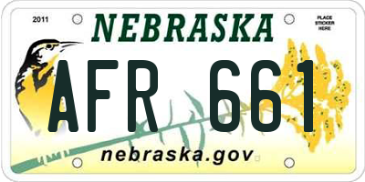 NE license plate AFR661