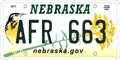 NE license plate AFR663