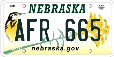 NE license plate AFR665